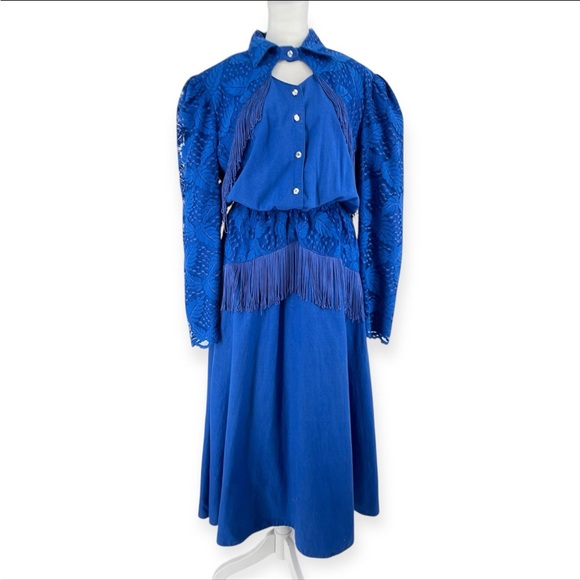 Lilia Smitty Dresses & Skirts - Vintage Blue Western Fringe Dress